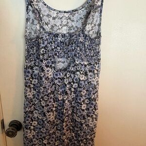 American Eagle Outfitters Blue and White Floral Tank Dress